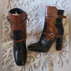 PRADA Two Toned Black Leather Boots Size 8